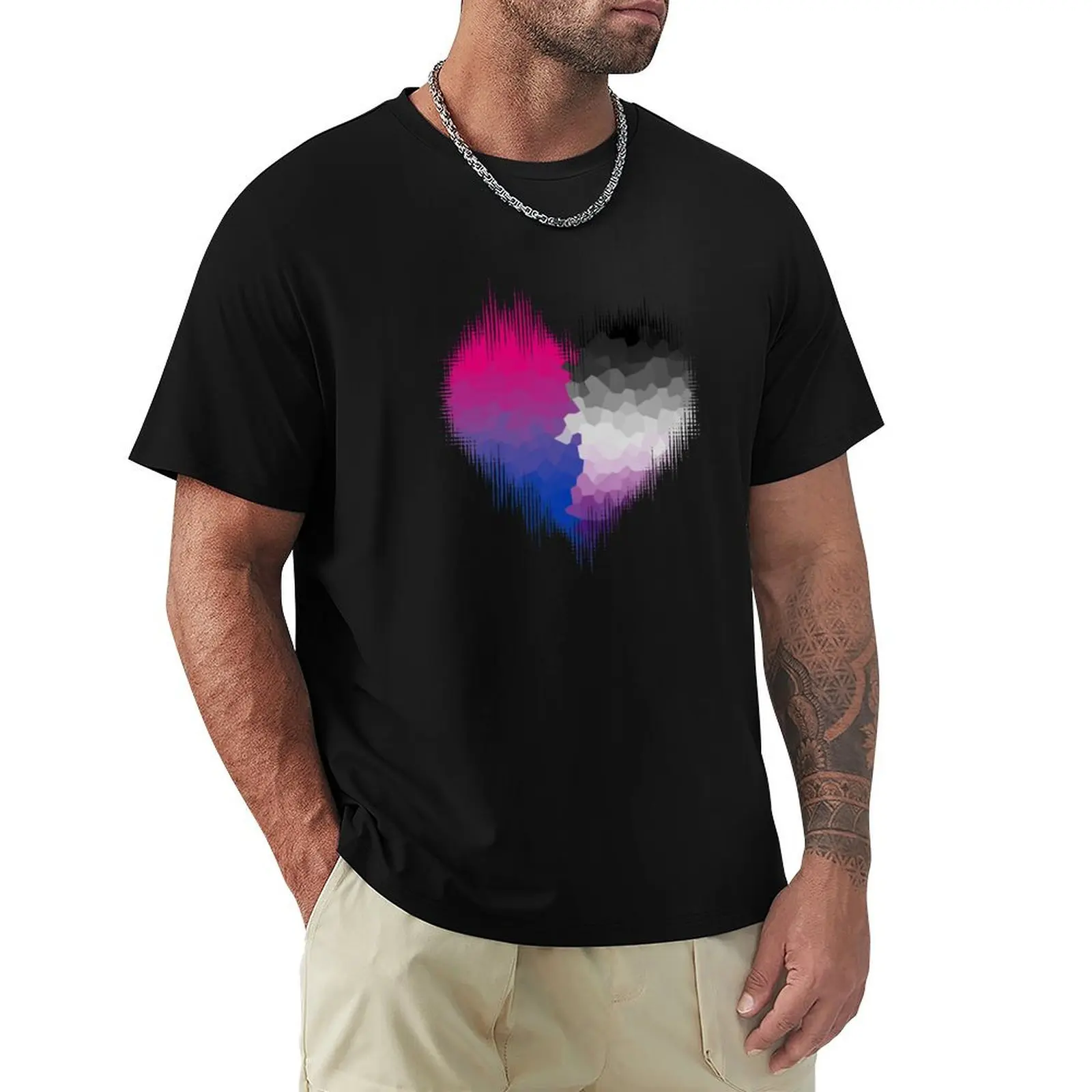 

Asexual Biromantic Glitch Heart T-Shirt shirts graphic tees new edition tshirts personalised summer 2025 men graphic t shirts