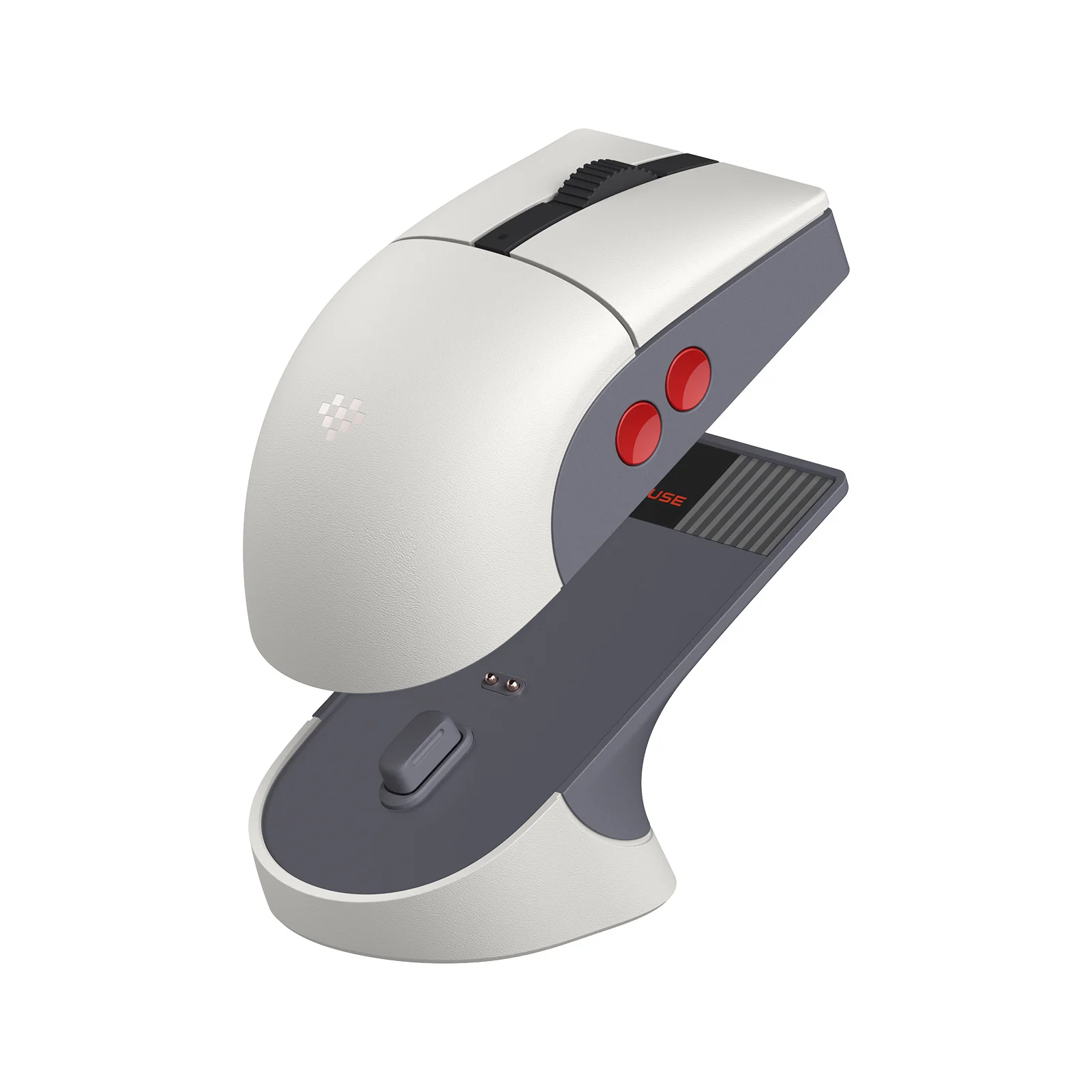 Retro-R8-Maus mit Ladestation, optischer PAW 3395-Sensor DPI 26 K, 4K-Umfallrate, programmierbare Tasten, beidhändig