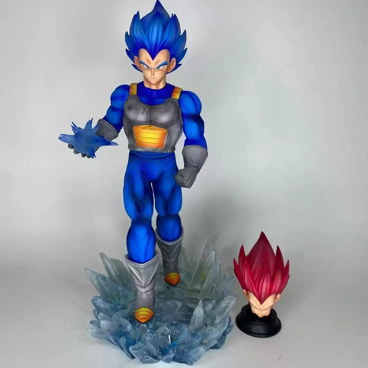 

Фигурка JT Dragon Ball Z Majin Vegeta, синий Вегета, JT Goku, с LED-подставкой, коллекционная модель Super Saiyan, игрушка, подарок