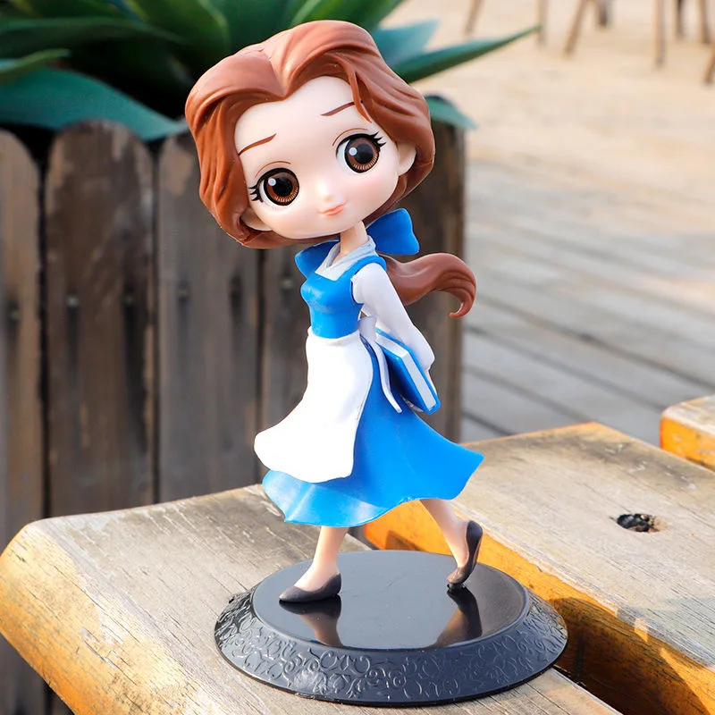 Figura Belle de la serie Q de Disney, muñeca articulada de PVC de 14cm, modelo coleccionable de La Bella y La Bestia con Base de exhibición, regalo coleccionable
