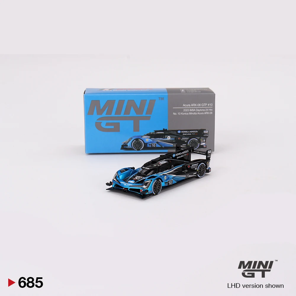 MINIGT 1:64 Acura ARX-06 GTP Konica Minolta Acura ARX-06 2023 IMSA Daytona 24 Hrs Alloy Model Car Collection Toy Birthday Gift