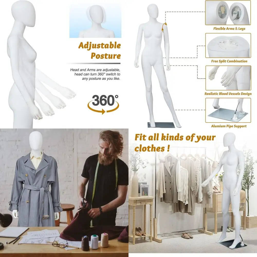 

Полноразмерный женский манекен, высота 73 см, с регулируемой подставкой, реалистичный, для демонстрации одежды, идеально подходит для ритейла, косплея, праздников