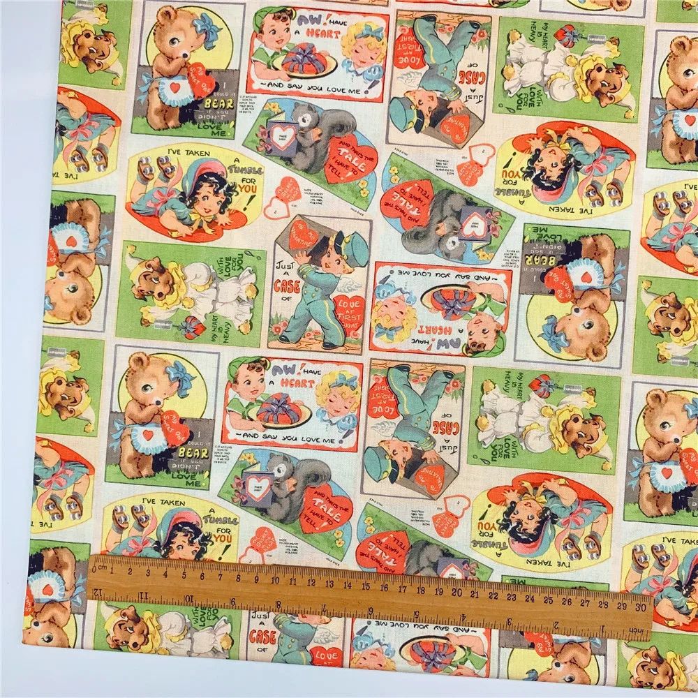 szerokość 110cm Listonosz niedźwiedź dziecko 100% tkanina bawełniana Patchwork diy Szycie Pikowanie chłopiec Dziewczyna spódnica ubrania ręcznie