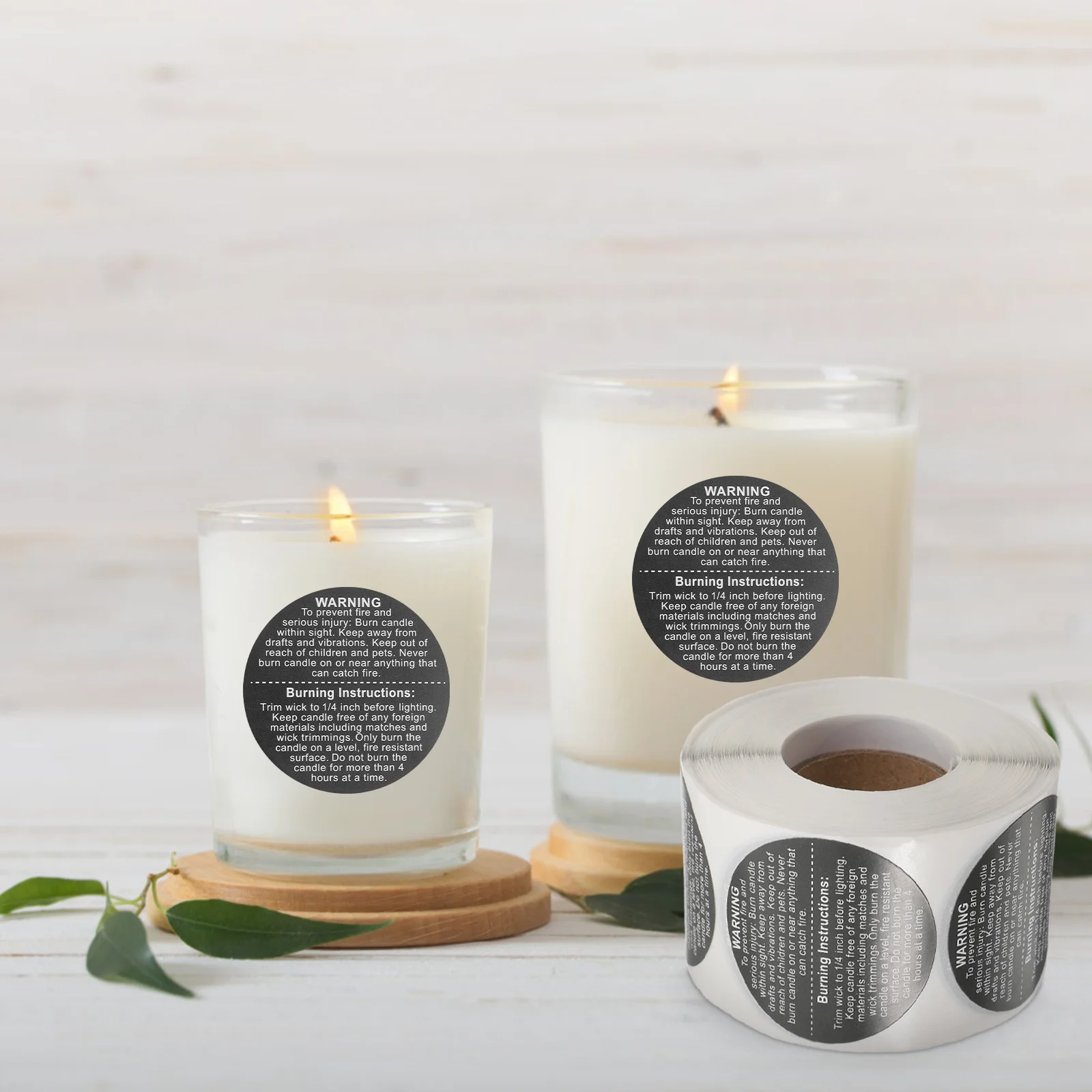 

TEHAUX 500pcs Warning Stickers Self Adhesive Waterproof Black 1.49in Wax Melting Safety Labels for Making Decoration