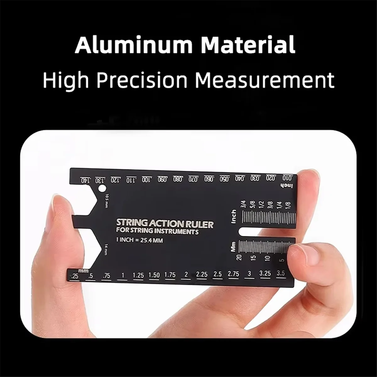 

A47ZZ Guitar String Action Measuring Ruler Aluminum Alloy Tool for Electric Bass Acoustic Guitar Strings Instruments