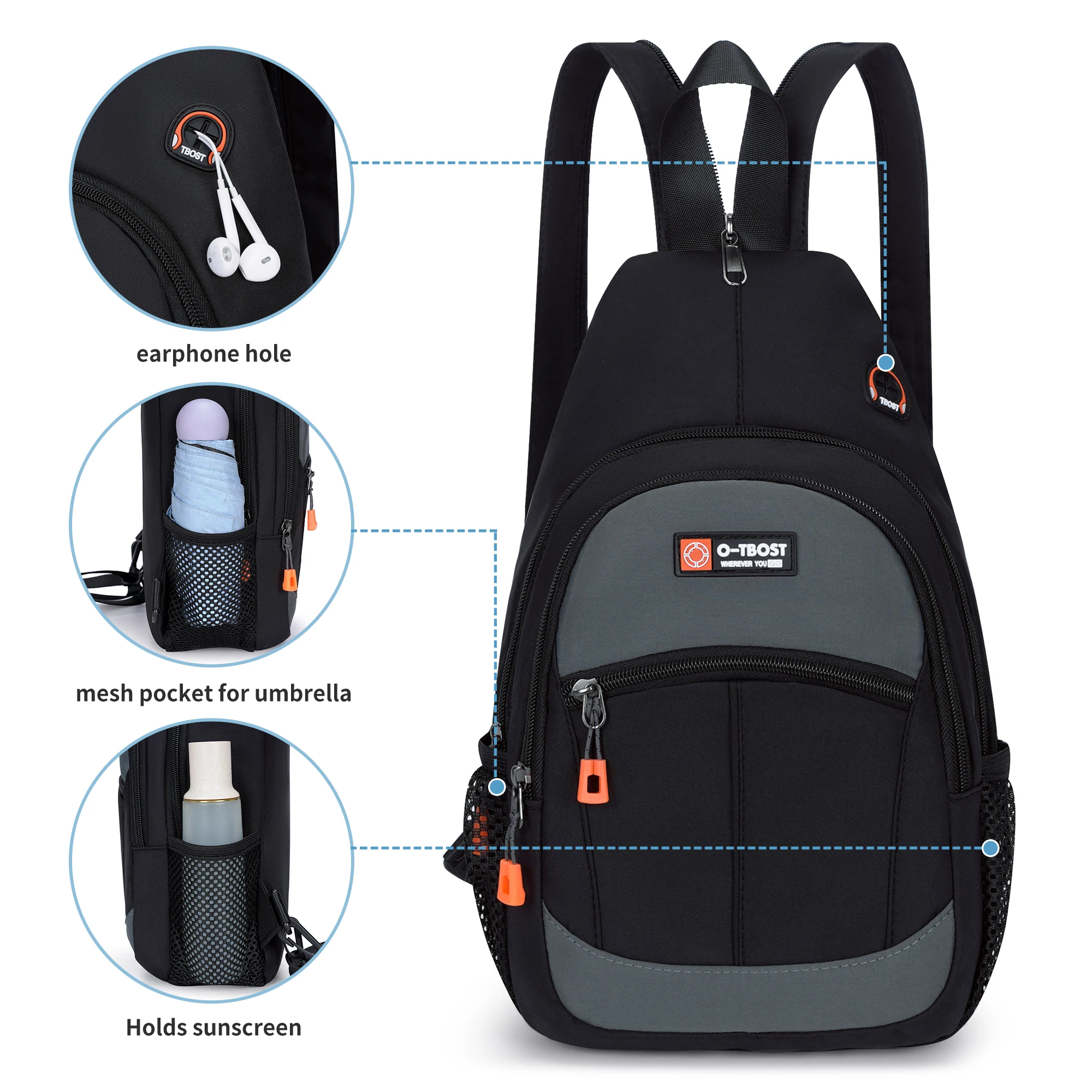 Bolso de pecho de moda para hombre, bandolera informal a la moda, impermeable, para exteriores, mochila de un solo hombro para hombre