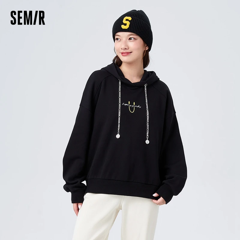 Semir Sweatshirt Women Polar Fleece Loose Versatile Fashionable Winter Printed Cool Hooded Pullover