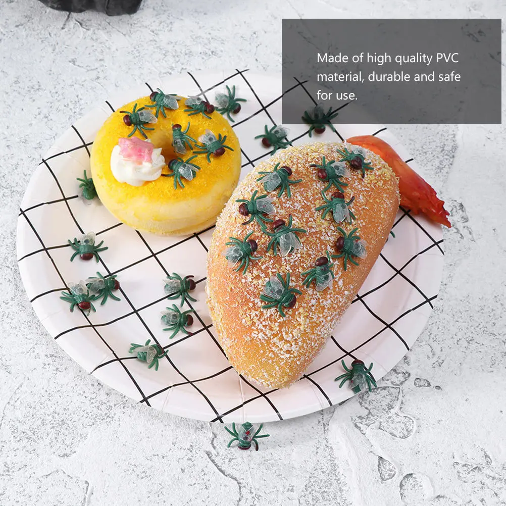 100 قطعة من الذباب البلاستيكي المقلد الاصطناعي يطير ديكور حفلات الهالوين المزحة للأطفال جمع لعبة الرعب خدعة