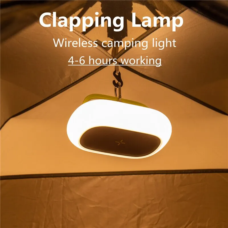 Wireless Charger Pad Stand Camping Light LED Night Lamp Light Rechargeable For Outdoor Tent Lamp Emergency Lantern Fast Charging