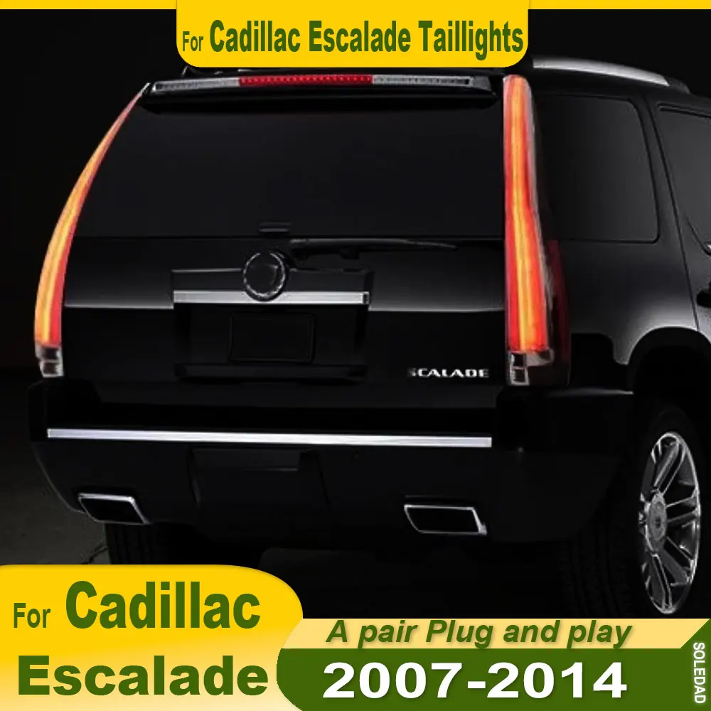 Car Tail Lights For Cadillac Escalade 2007 2008 2009 2010 2011 2012 2013 2014 Rear Lamp Assembly DRL Signal Brake Plug And Play