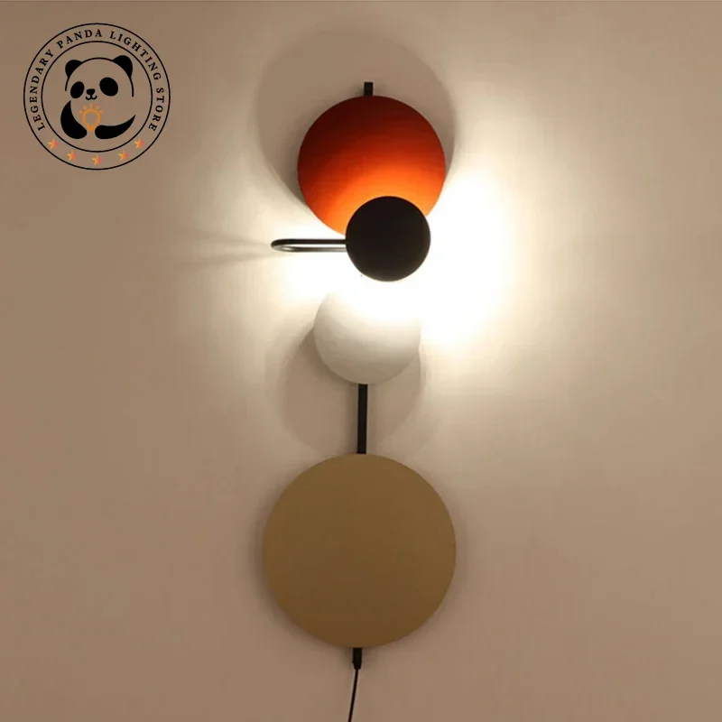 Modern Led Wall Lamp LED Metallic Luster Bedroom Sconces Colorful Home Decor DIY Round Circle Metal Bedside Indoor Light Fixture