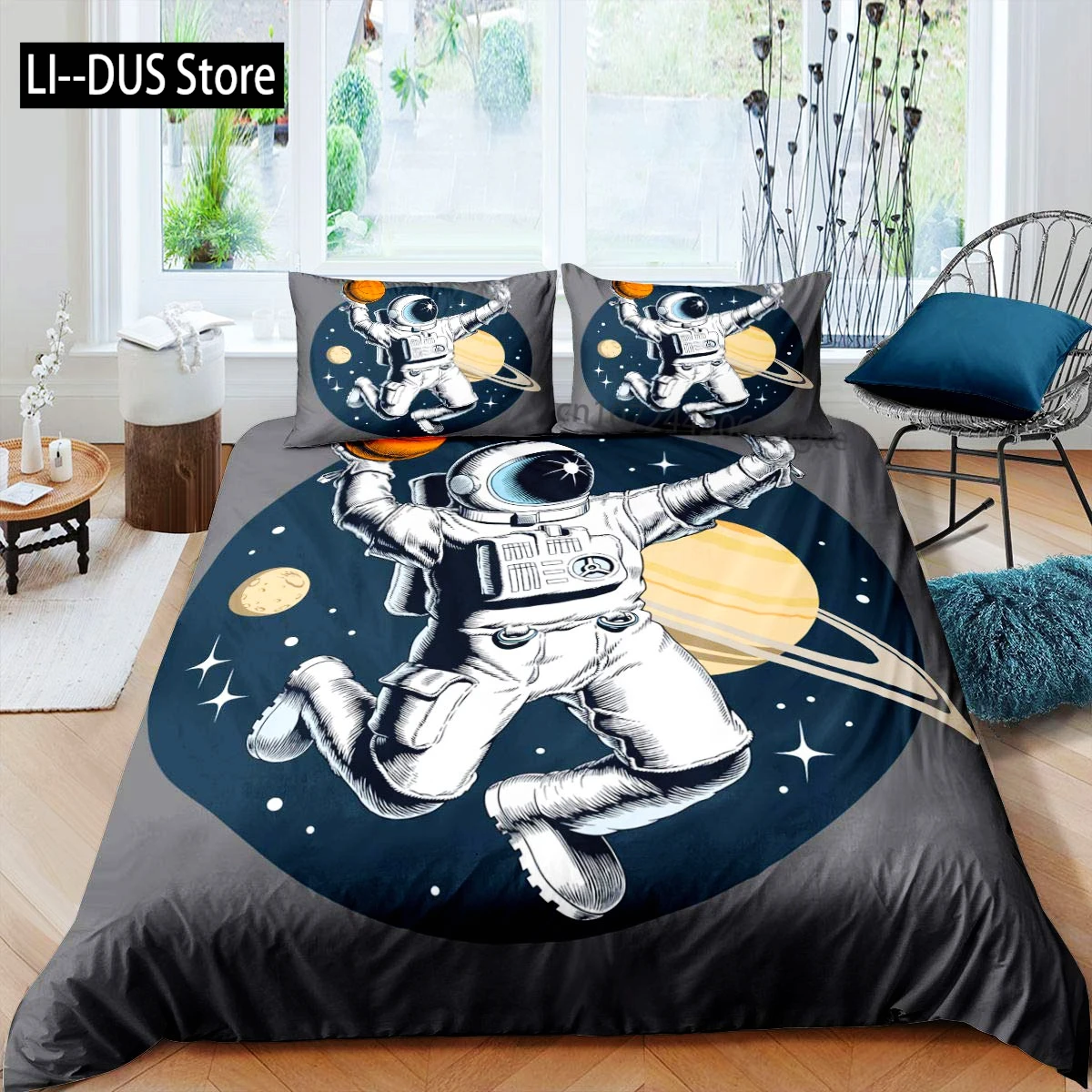 

Astronaut Comforter Set Full Size 3 Pieces for Teen Girls 3D Outer Space Bedding Comforter Set Ultra Soft Galaxy Room Decor 3pcs