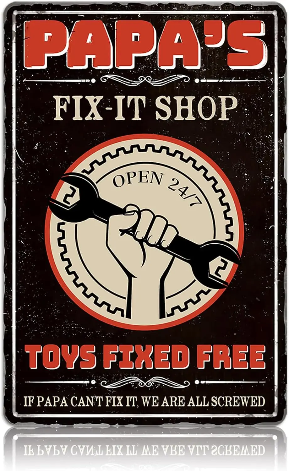 Y1,Papas Fix It Shop Metal Tin Signs for Garage Man Cave Decor Funny Papa Gifts - Vintage Tool Papas Workshop Signs, Fathers D