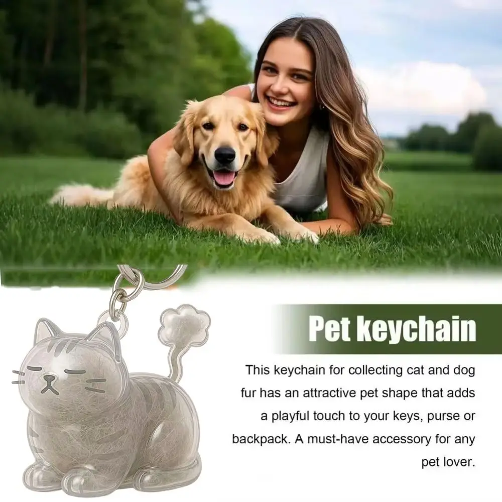 

Dog Shape Dog Hair Storage Box Hair Grooming DIY Handmade Pet Hair Keychain Keyring Transparent Puppy Pendants Pet lovers