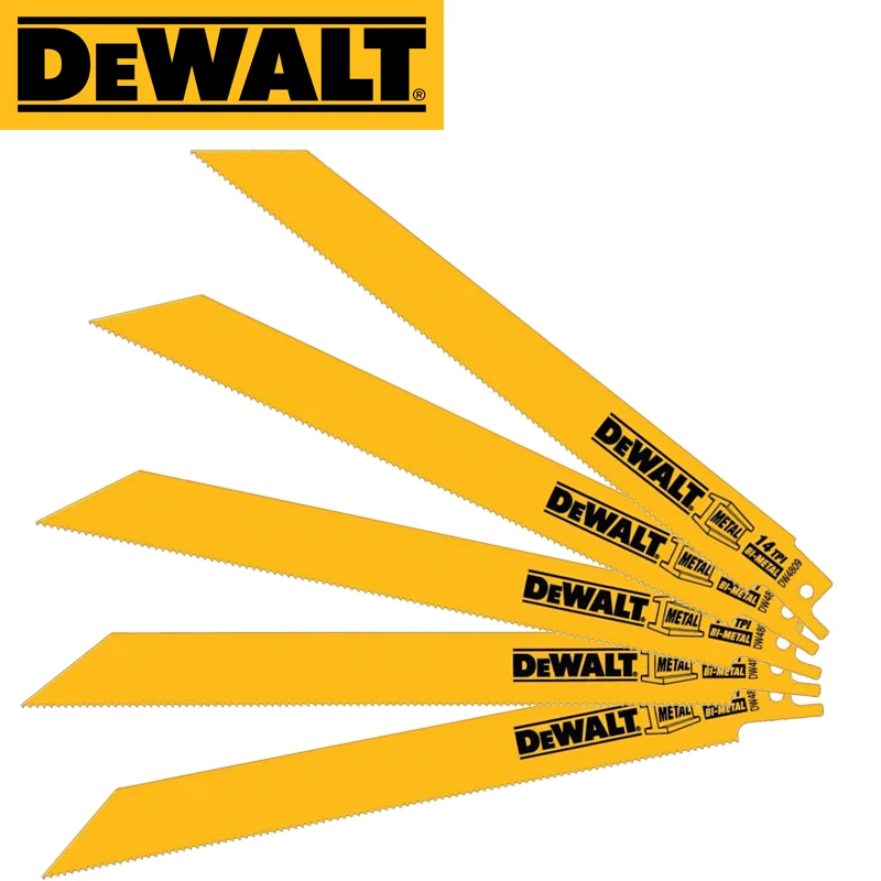 Dewalt DW4809  Reciprocating Saw Blade Durability In Set Of 8-Inch 14 TPI  Saw Blades For Thick Metal Cast Iron Alloy Wood 5PCS