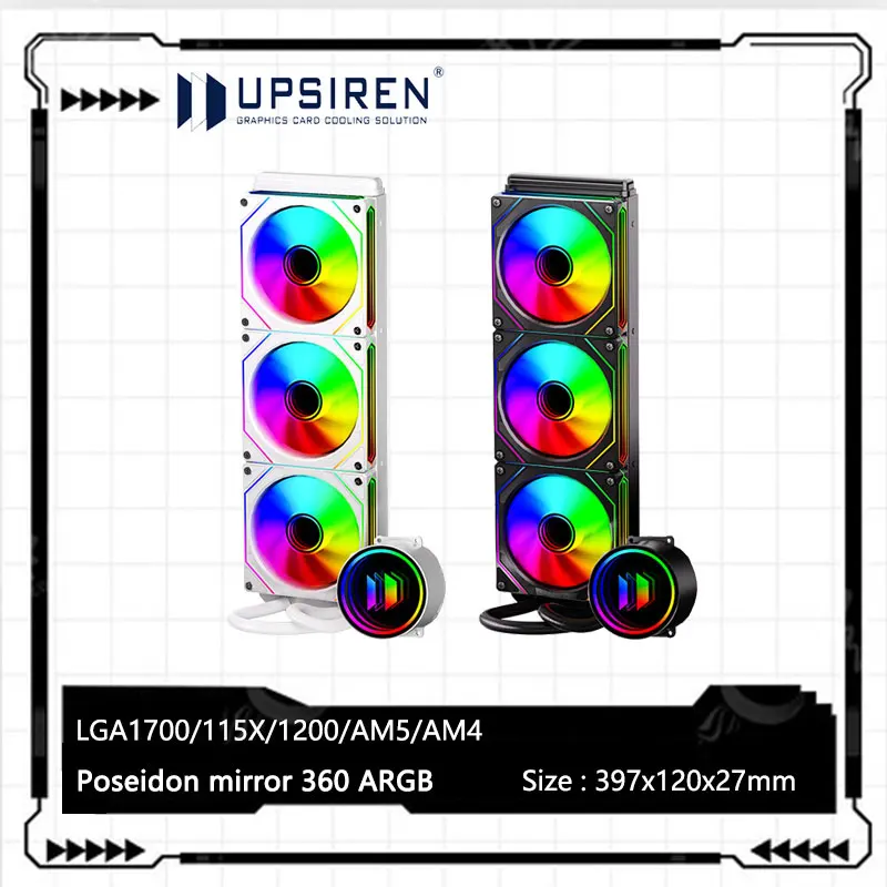 

UPSIREN Poseidon mirror 360 ARGB Integrated water cooling radiator/Infinity mirror lighting effects/TDP285W/Support LGA1700/AM5