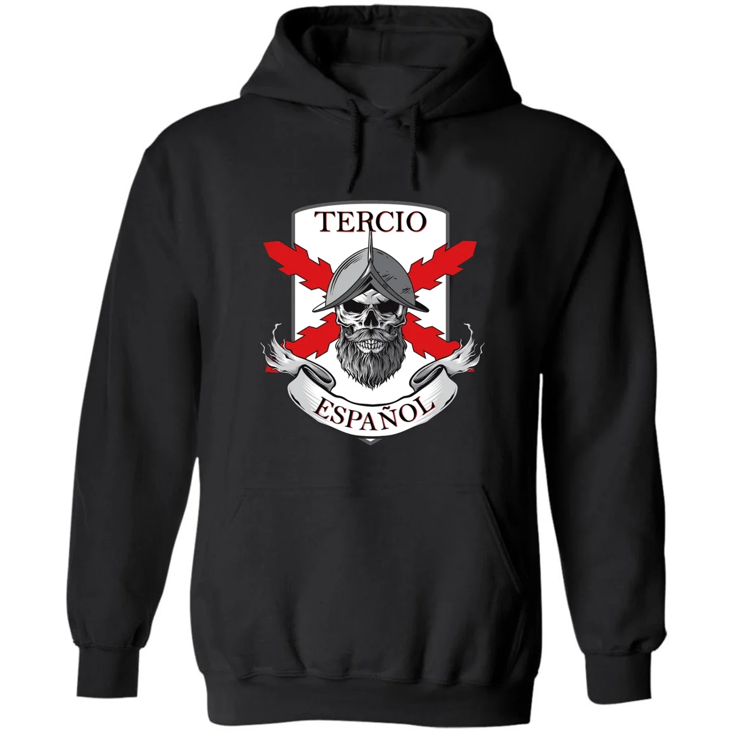 

Burgundy Cross Spanish Tercio Helmet Skull Pullover Hoodie New 100% Cotton Comfortable Casual Mens Sweatshirt Fashion Streetwear