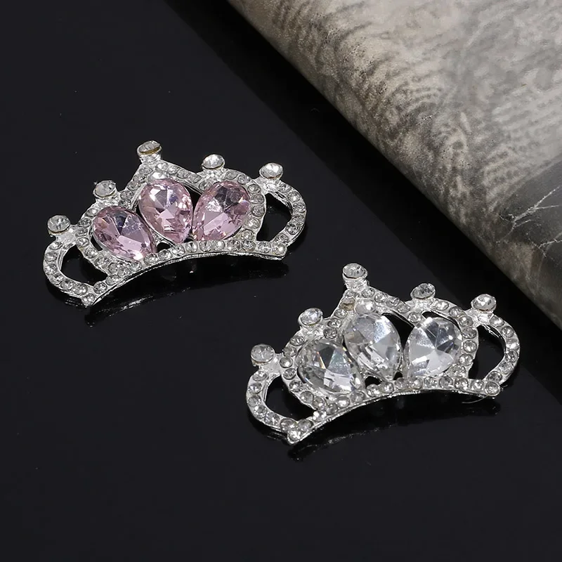 Engood 40Pcs Drop Rhinestone Crown Buttons Sewing Trim & Embellishments Craft Buckles DIY Hair Accessories Wedding Decoration