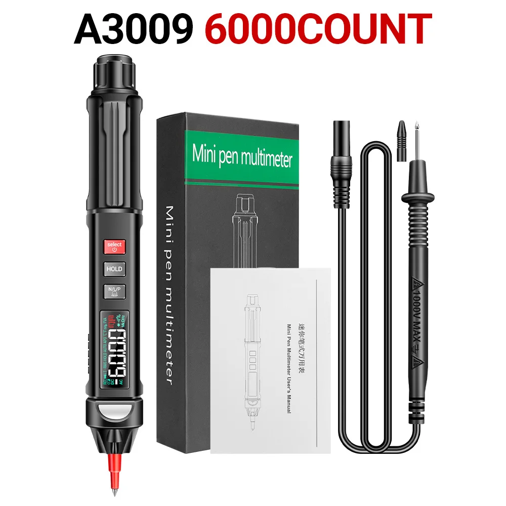 

Цифровой мультиметр-ручка ANENG A3009 на 6000 измерений с голосовым оповещением, тестер напряжения постоянного и переменного тока, профессиональный измеритель