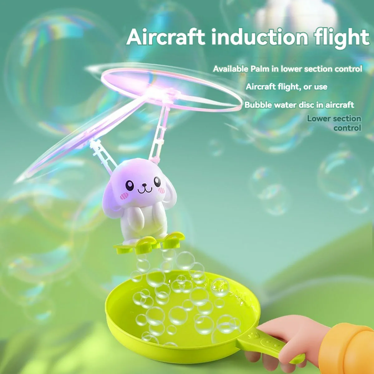 Bubble machine induction aircraft bolla all'aperto per bambini che soffia giocattoli interattivi elicottero a induzione sospesa compleanno gif