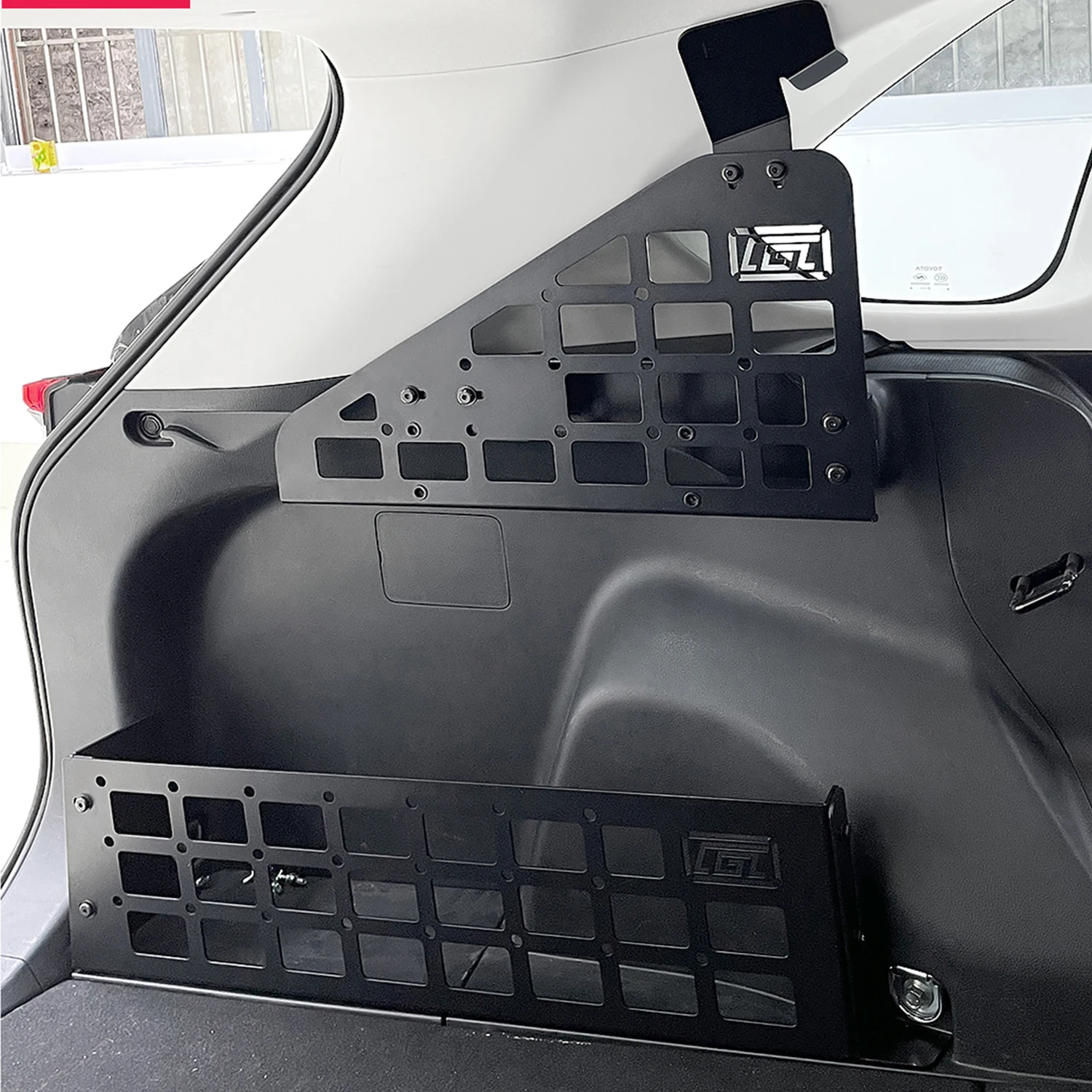 CGZ For Toyota RAV4 2019-2024 Molle Panel Side Window Shelf Rear Trunk Storage Box Cargo Organizer Tray 1 Set