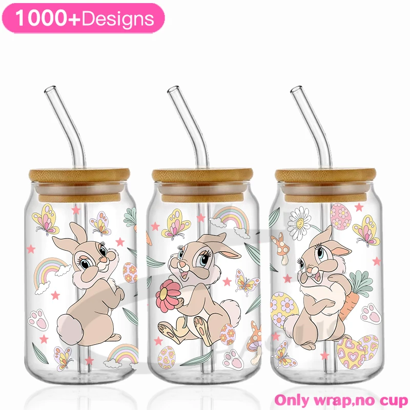 UV DTF Transfer Sticker Easter Rabbit Butterfly Rainbow For Wraps Glass Bottles DIY Waterproof High Temperature Resistance