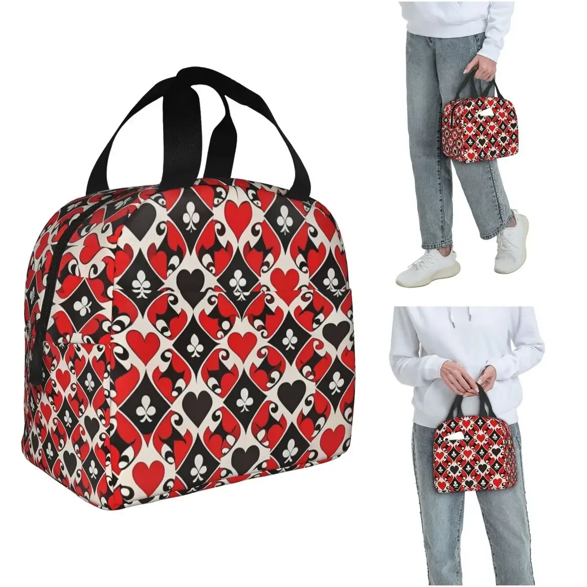 Playing Cards Symbols Insulated Lunch Bag for Women Children Leakproof Food Boxes Thermal Lunch Box Tote