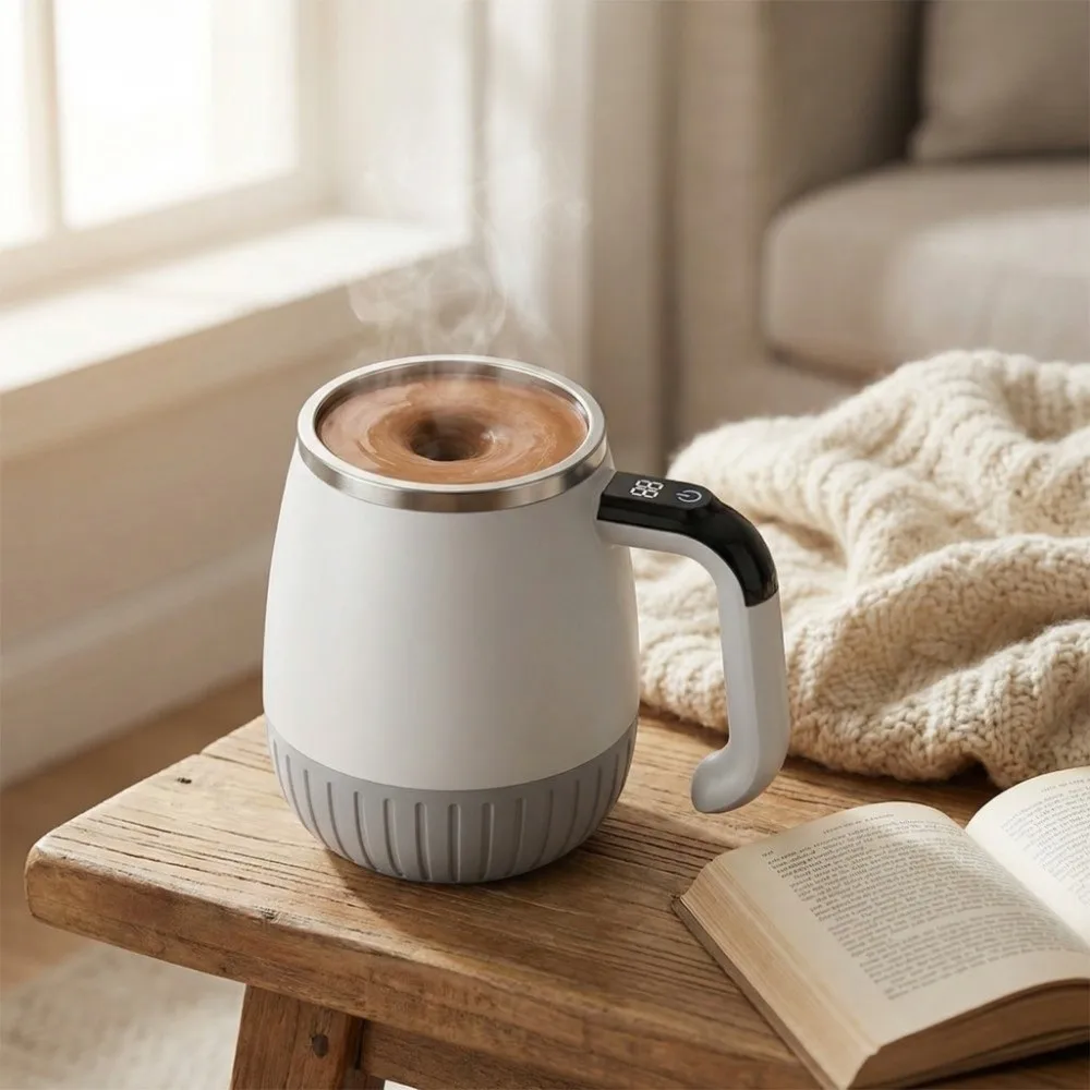 

Smart Automatic Stirring Cup Temperature Display USB Rechargeable Electric Mixing Mug Auto Stirring Magnetic Function