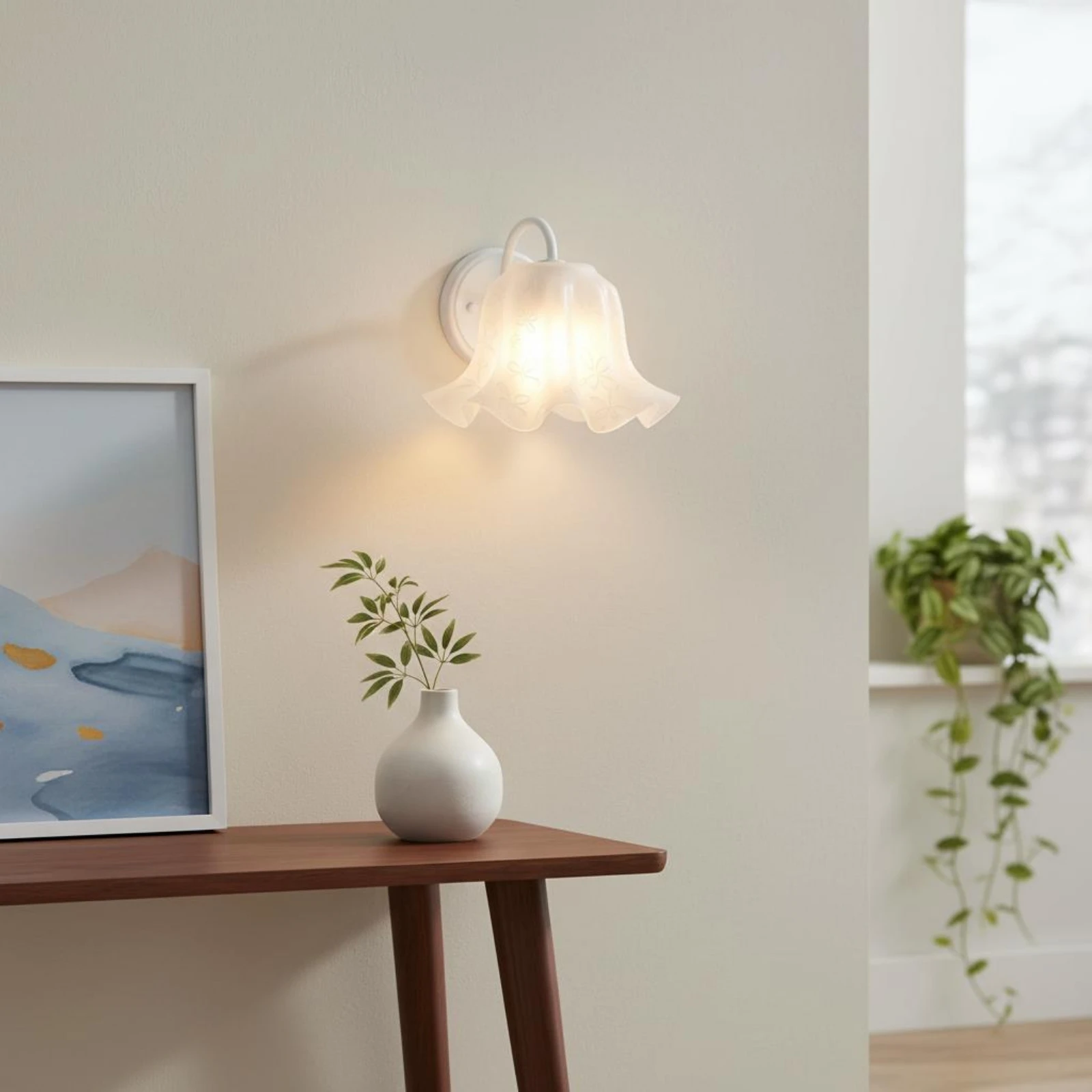 Flower of the Valley Lamp Shade See-Through Ruffled Acrylic Lamp Cover Frosted Dome Lamp Shade Lighting Accessory for Wall Lamps