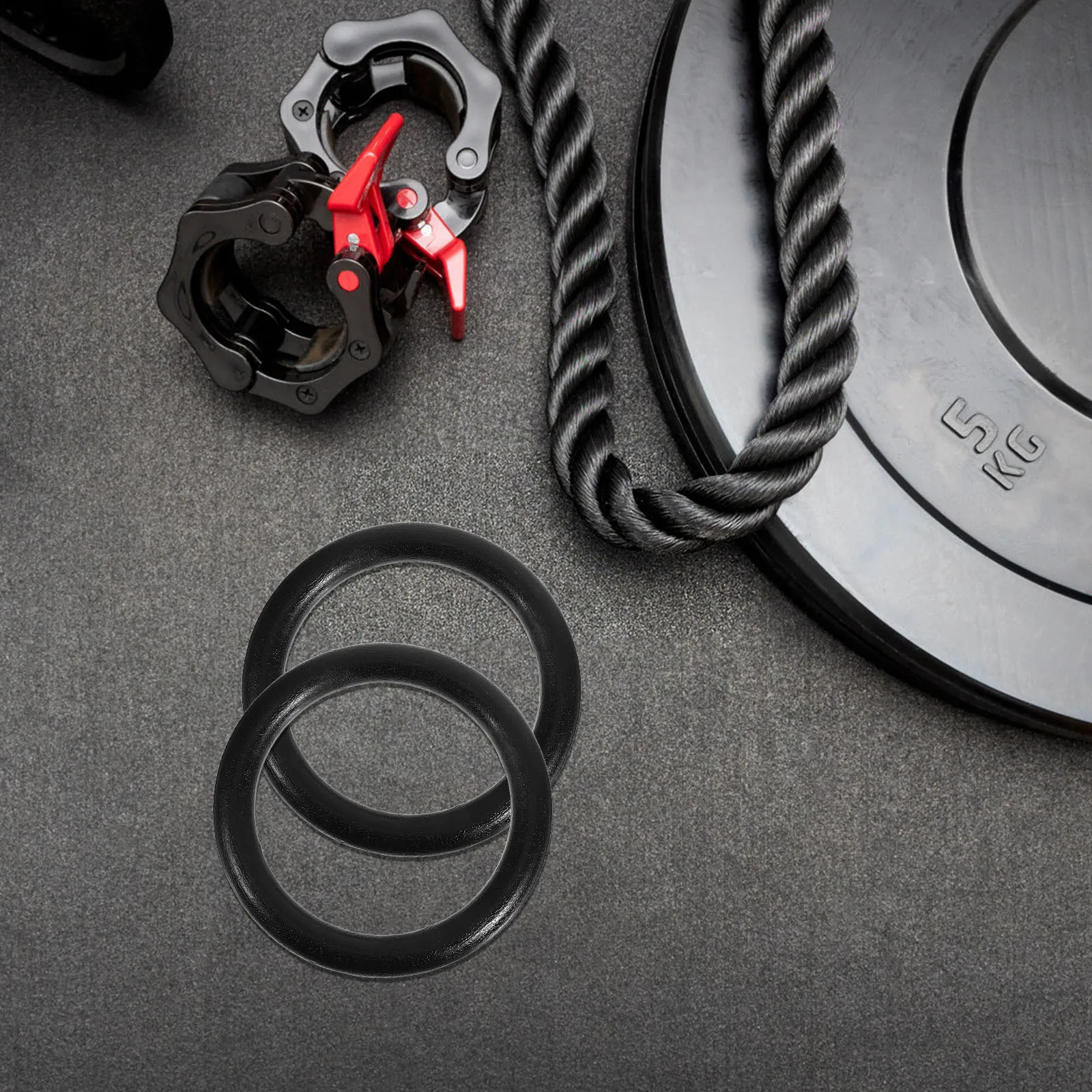 

Gymnastic Rings 1 Pair Black ABS Fitness Equipment for Bodyweight Workout Exercise Pull Up Training Ring