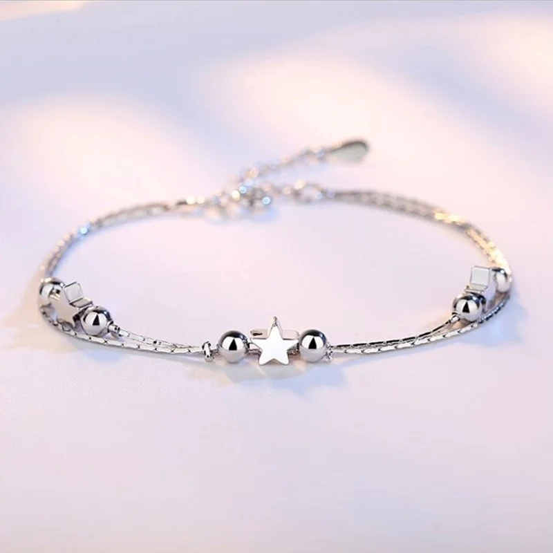 NEW 925 sterling silver new Fine  jewelry high quality fashion woman DIY beaded bracelet retro simple bracelet length 20CM