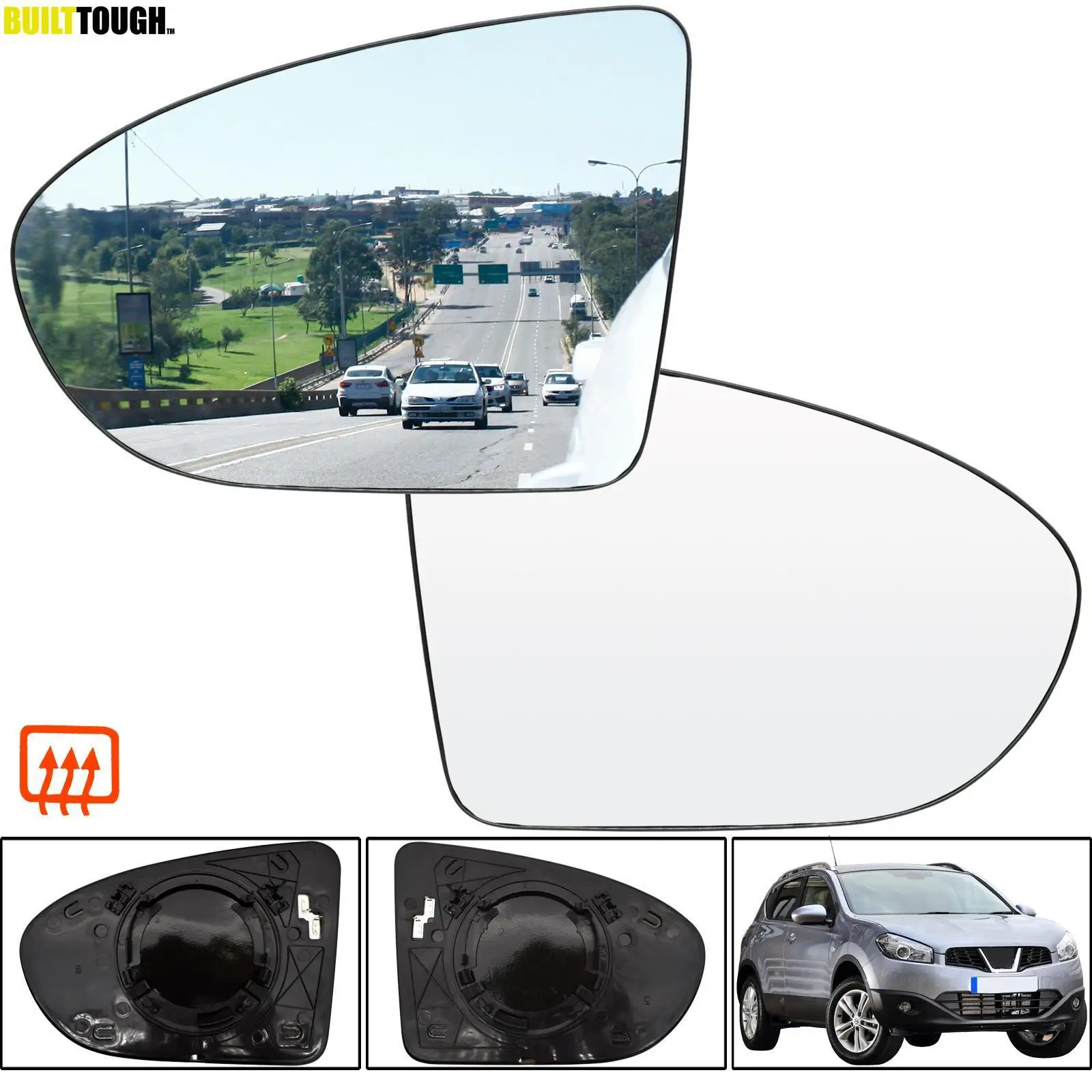 For Nissan Qashqai +2 / Dualis J10 Dci 2007 - 2014 Left Right Pair Door Side Wing Mirror Glass Heated Base Exterior Replacement