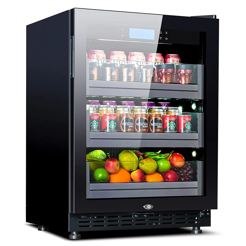 Beverage Refrigerator and Cooler - 118L Mini Fridge with Glass Door for Soda Beer Wine Built in Freestanding Glass Shelves