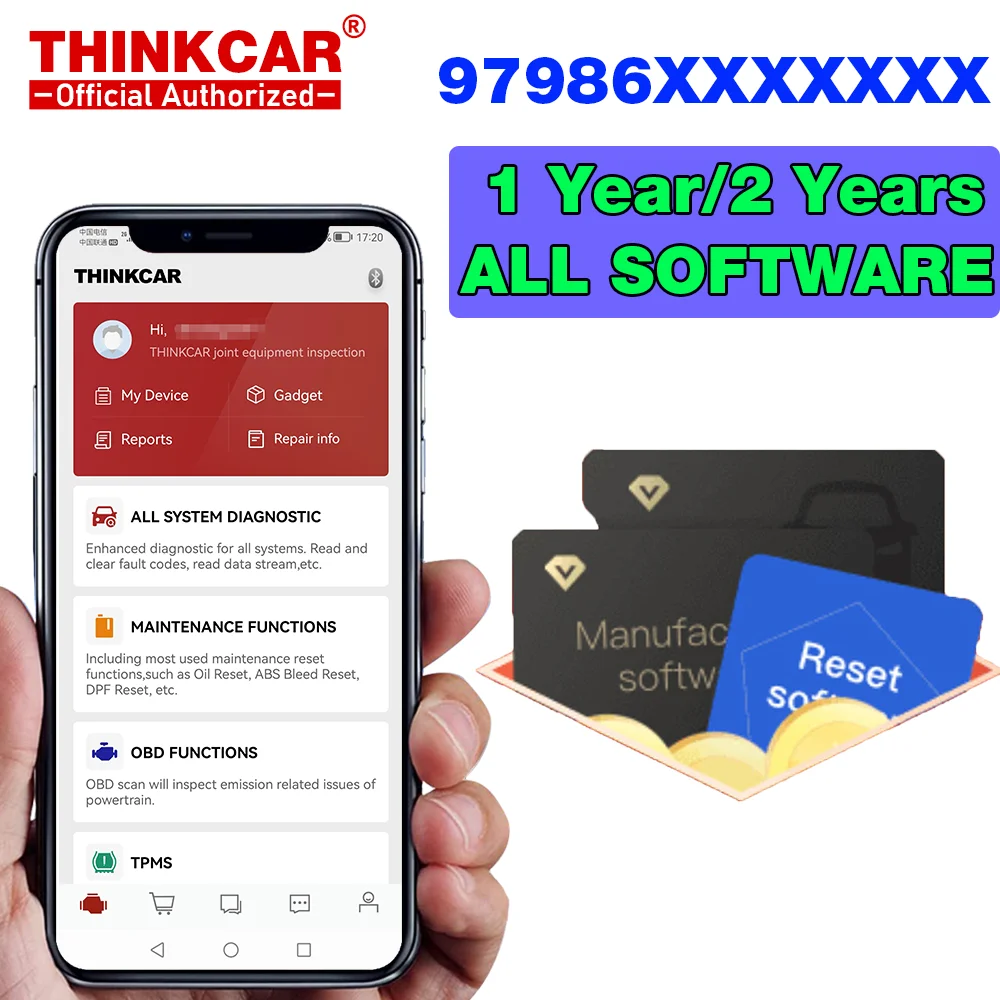 THINKCAR Thinkdiag Thinkdiag 2 KINGBOLEN Ediag T-code All software 1 year 2 Years Update ECU Coding All System 15 Reset Tcode