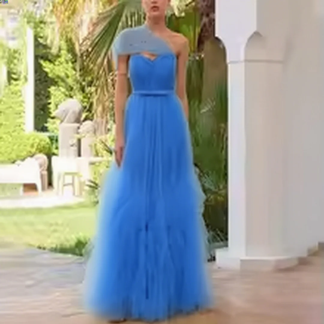 

Customized beaded crystal layered A-line evening dress formal evening dresses birthday party prom gowns for women