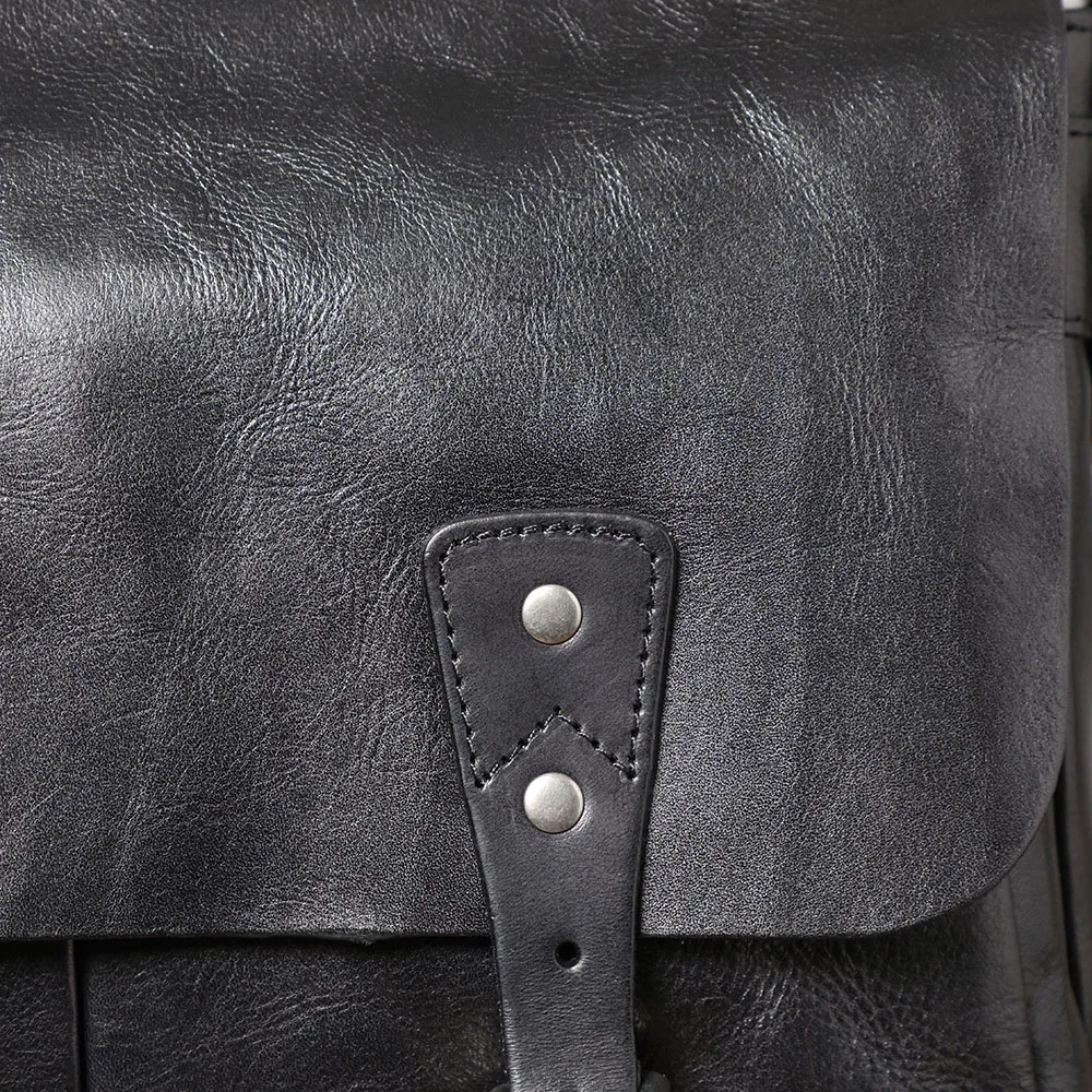 S.WORKER Echtleder Herren-Umhängetasche, Crossbody-Taschen, einfache Messenger-Taschen, Rindsledertasche, pflanzlich gegerbte Mode, lässig. – Detail 14