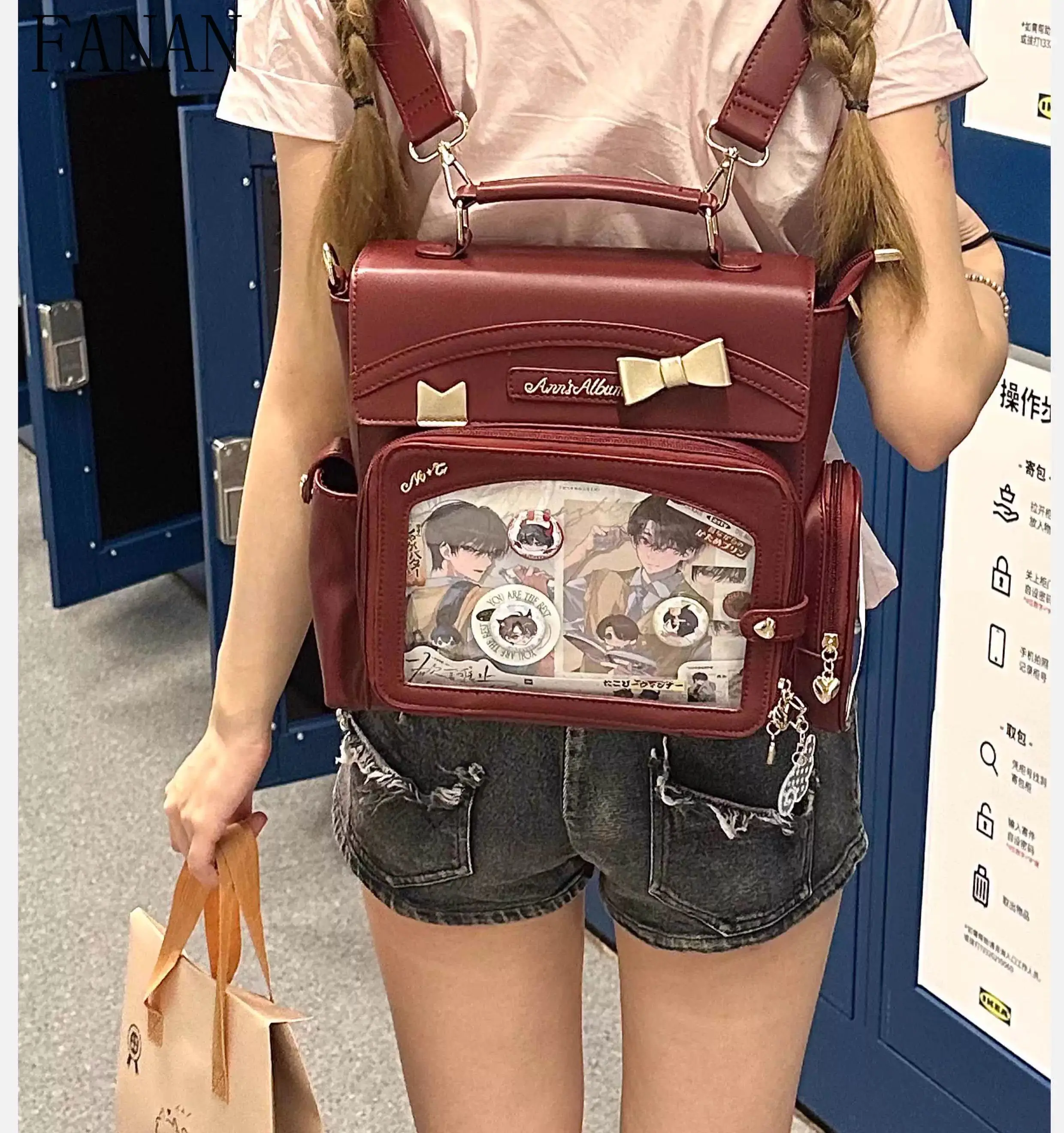 Girls Backpack Original Cute Single Shoulder Bags for Women Candy Color Pain Double Crossbody Causal Backpack