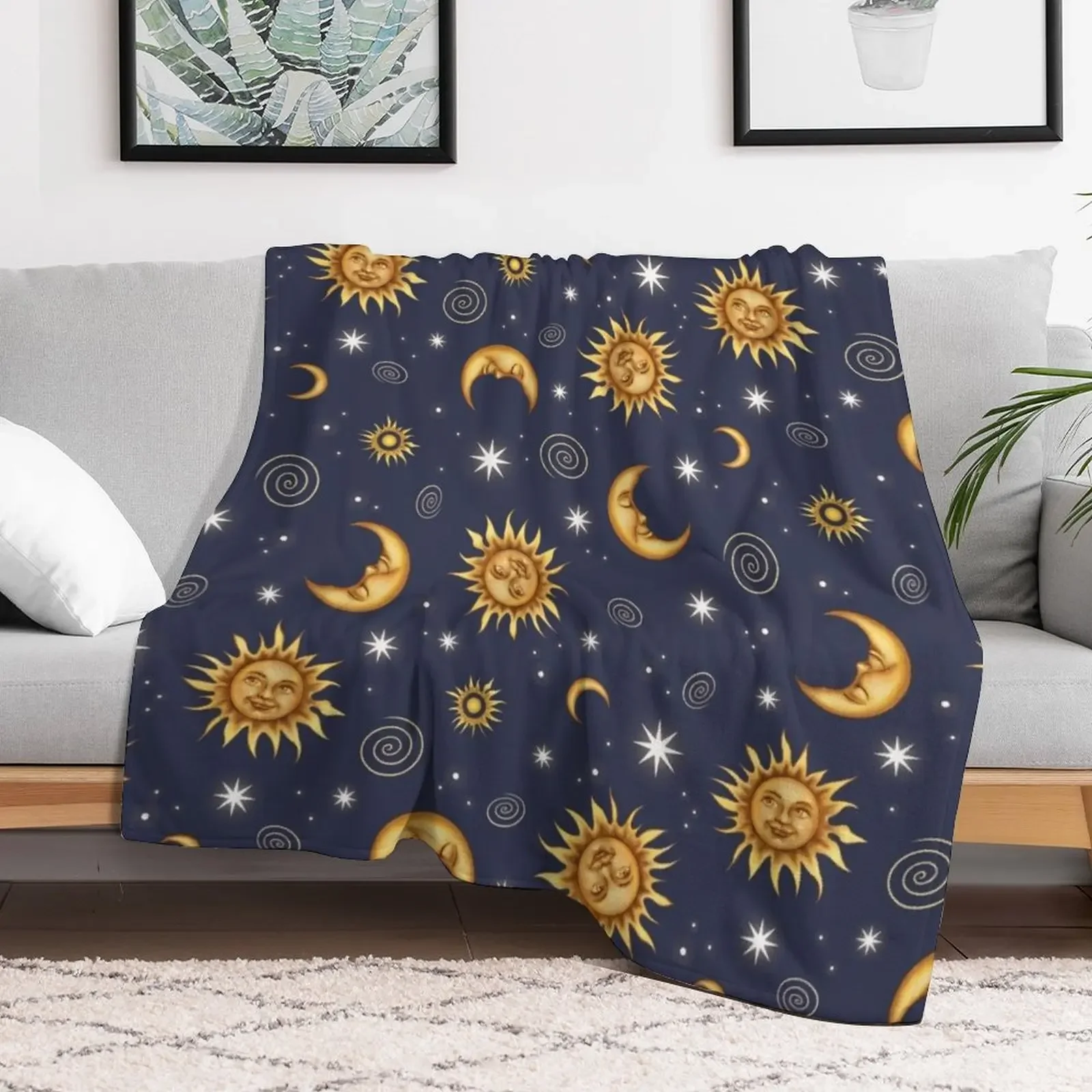 Vintage Celestial Pattern Throw Blanket Winter beds Beach Sleeping Bag Picnic Blankets