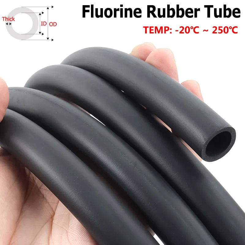 

1M Black FKM Hose Fluorine Rubber Tube 2x4/3x5/3x6/4x7/5x8/6x9/7x10/8x12/10x14/12x16mm High Tempture/Corrosion Resistant Pipe