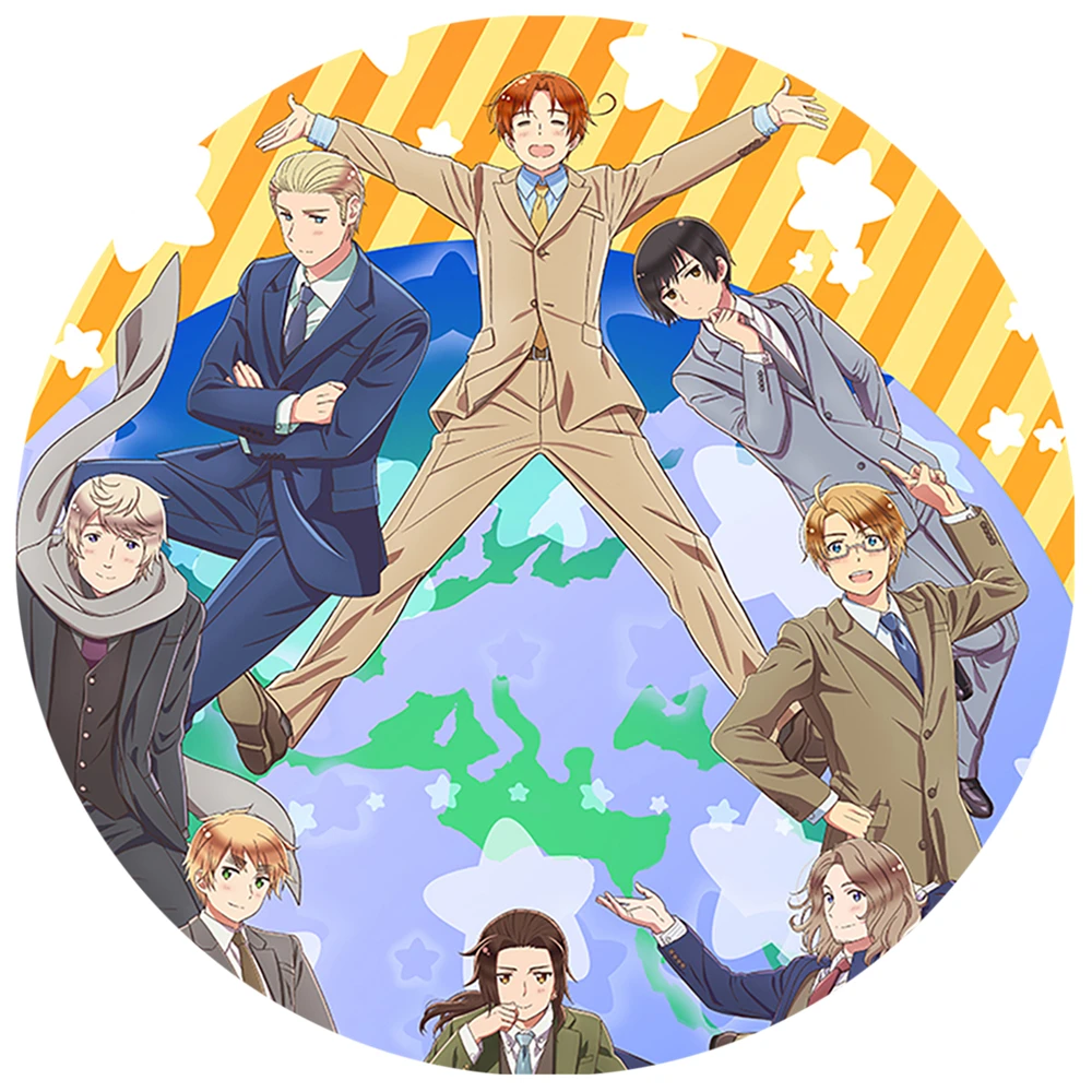 58mm Anime Axis Powers The Beautiful World Stars CN GER DE USA JPN FR Cosplay KOSTÜM Abzeichen Pin SPTE Weißblech Brosche ﻿   Requisite Gilf