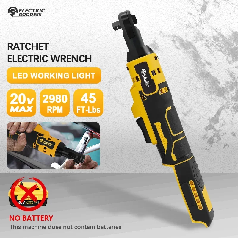 Electric Goddess 3/8'' Lithium Ratchet Wrench Removes Screws Drive Power Tool HomeDiy Household Multifunction fit Dewalt Battery