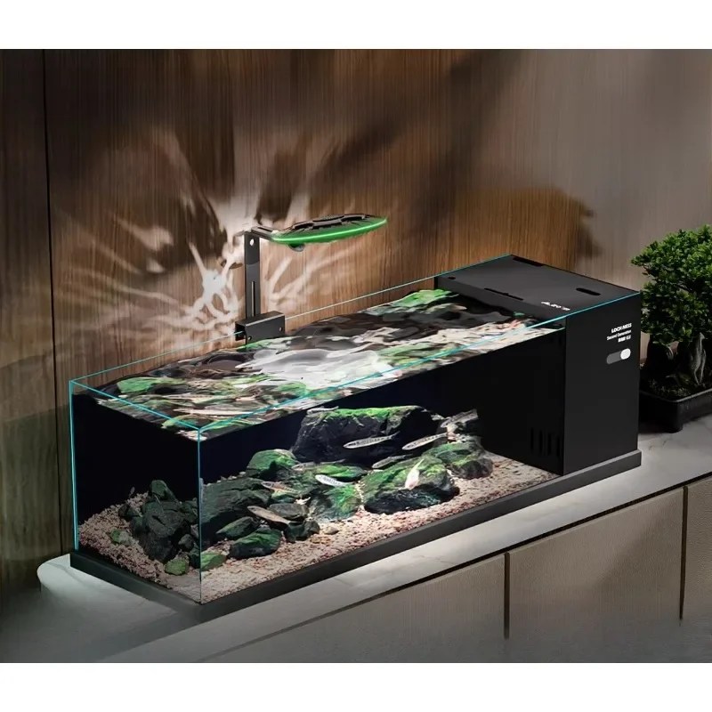 

Настольная лампа UU Side Filter с двойным отсеком, интеллектуальное управление через приложение, для гостиной, новинка 2026 года, ультрабелое стекло, золотой кристалл, пятипроводная, в форме рыбки