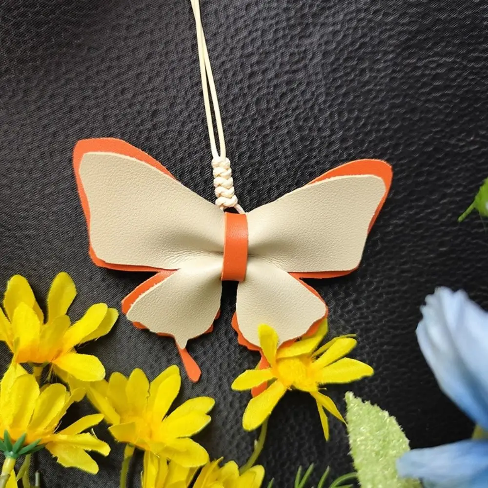

Cute Butterfly Bag Pendant PU Leather Exquisite Car Key Chains Bag Match Accessories Korean Style Fresh Backpack Decoration