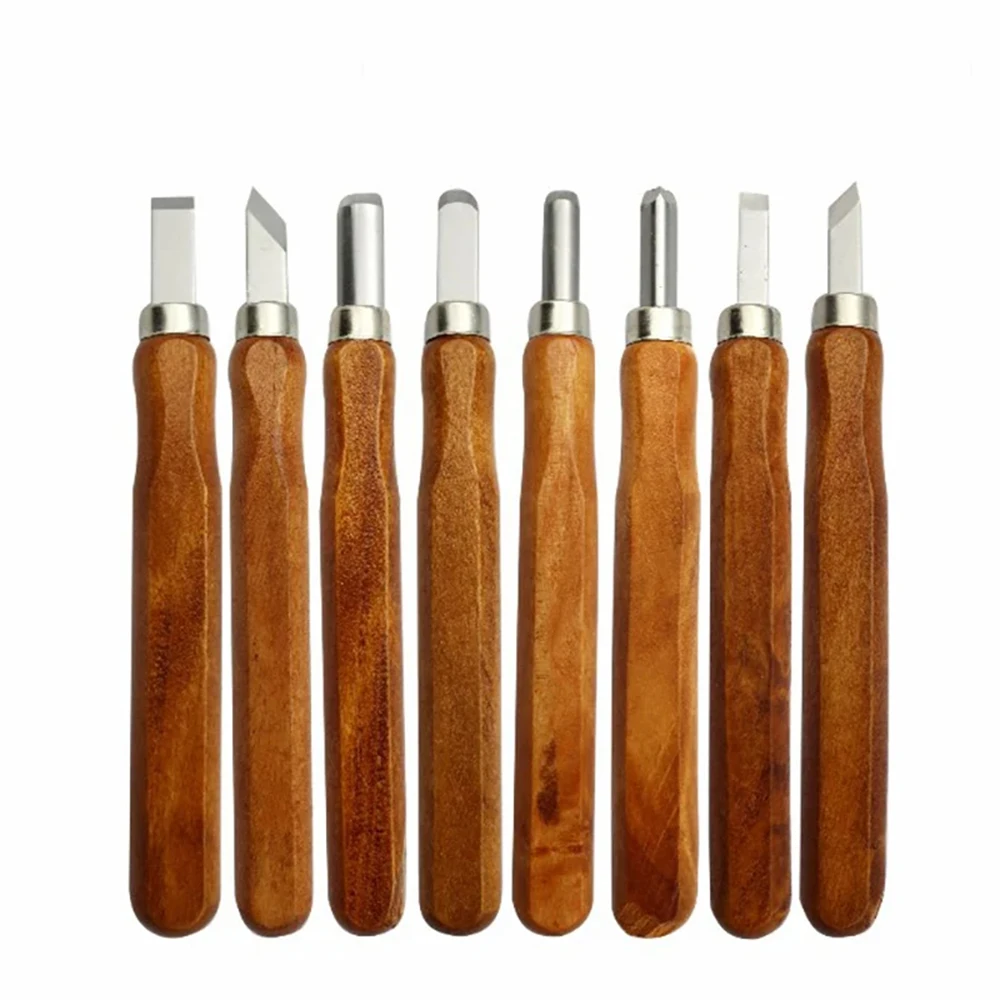 Imagem -02 - Wood Carving Cinzel Tools Grupo Madeira Handle Cortador Faca Woodworking Gravura Hand Tool Kit Pcs 12 Pcs Set