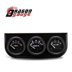 DRAGON GAUGE 52mm Car Triple Gauge Voltmeter Water Temp Gauge Oil Pressure Gauge(Bar) 3 in 1 Car Modification Gauge With Sensor
