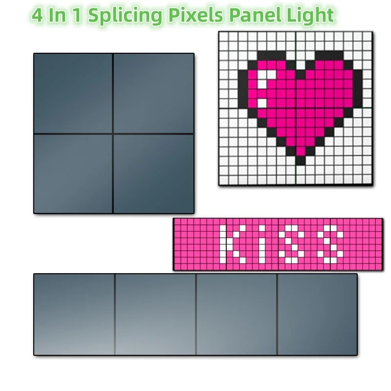 4 in 1 RGB Smart LED Pixel Panel Lamp Multilingual DIY Graffiti App Control Screen Display Christmas Home Decor Atmosphere Light image 3