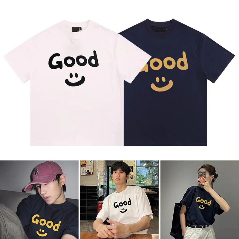 

Drew House Short-Sleeve T-Shirt Niche Smiley Face High-Street Summer 100% Cotton Oversized Unisex Couple's T-Shirt