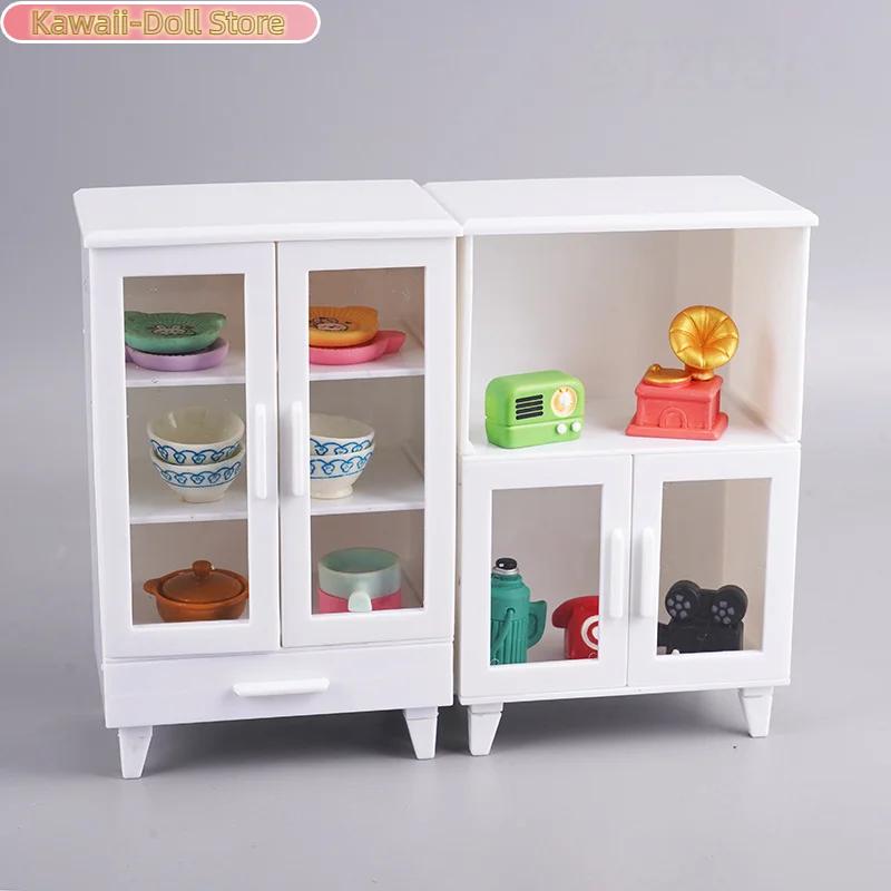 

1 комплект, миниатюрный белый шкаф, витрина, шкафчики для хранения + орнамент, модель мебели, декор, игрушка, аксессуары для кукольного домика
