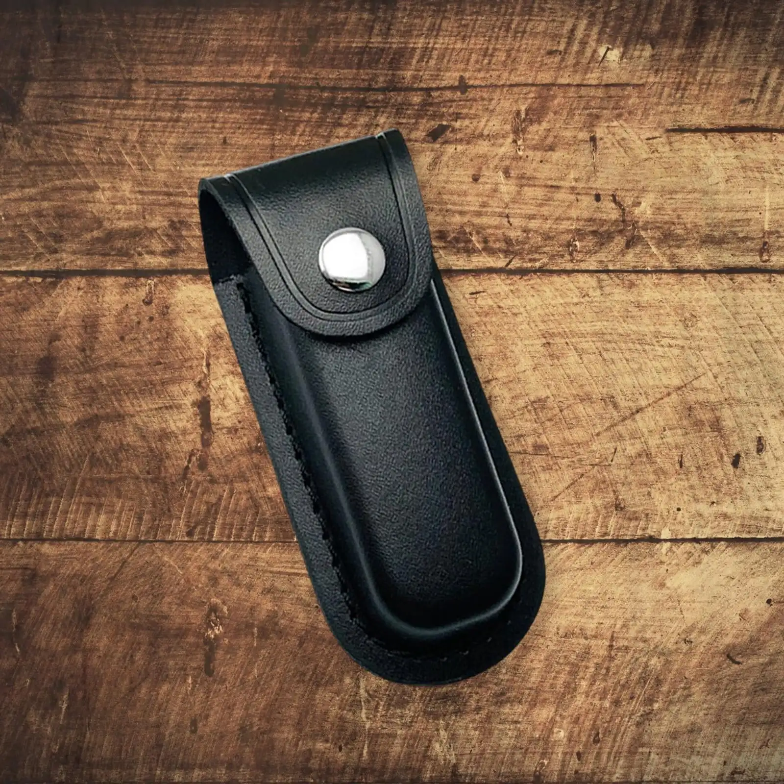 Brown PU Leather Folding Knife Sheath Snap Button Pocket Knife Holster Belt Loop Carry Case ForEDC Pocket Folding Knife Outdoor