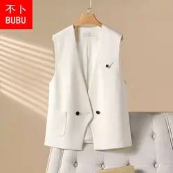 Spring And Autumn Style Suit Vest Fashion Korean Version Loose Casual V-neck Versatile Vest Shoulder Jacket